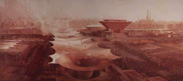 157-1《紫气东来——致上海世博会》-李向阳、李淜-油画-260 cm×700 cm .jpg