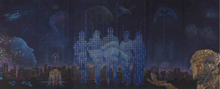 174-《互联网时代与人工智能》-黄华三-中国画-300 cm×732 cm.jpg