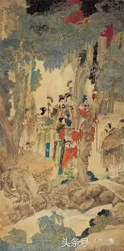 珍品旧蔵清代中国古画作者張大千【四尺中堂画撥墨山水画】 国画古置物