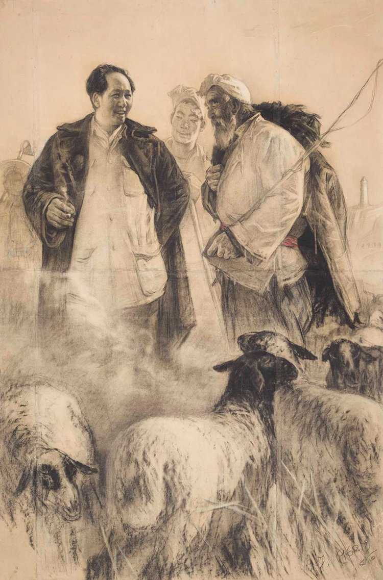 1刘文西《毛主席和牧羊人（素描）》140x91cm 1957年1.jpg